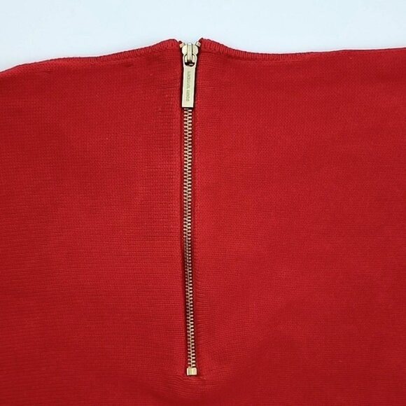 Michael Kors Women's Red Long Sleeves Knit Sweater Zip Up Back Cotton Blend Sz L - Picture 4 of 12